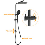 Matt Black Twin 10" Shower Head 3 Modes Handheld 2in1 Wall Rail Arm Round Taps