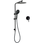 Matt Black Twin 10 Inch Shower Head 3 Modes Handheld 2in1 Wall Rail Arm Round Mixer