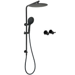 WELS Matt Black Shower Set 12" Large Rain Head Handheld Sliding Rail Arm Round Taps