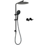 WELS Matt Black Shower Set 12" Large Rain Head Handheld Sliding Rail Arm Round Taps