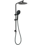 Matt Black Round 9" Rainfall Head Handheld Sliding Rail Wall Arm Dual Shower Set