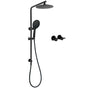 Matt Black Round 9" Rainfall Head Handheld Sliding Rail Wall Arm Dual Shower Taps Set