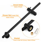 Matt Black Round 9" Rainfall Head Handheld Sliding Rail Wall Arm Dual Shower Taps Set