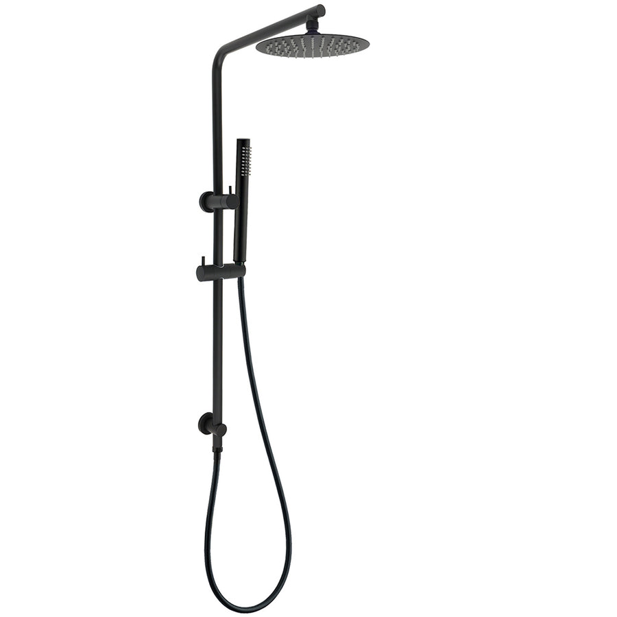 Matt Black Round 8" Rain Shower Head 3 Mode Handheld 2 in 1 Wall Arm Set