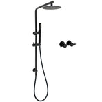Matt Black Round 8" Rain Shower Head 3 Mode Handheld 2 in 1 Wall Arm Taps Set