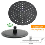 Matt Black Round 8" Rain Shower Head 3 Mode Handheld 2 in 1 Wall Arm Taps Set