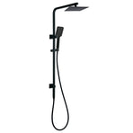WELS Matt Black 8" Rainfall Shower Head 3 Modes Handheld Wall Rail Arm 2in1 Set