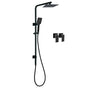 WELS Matt Black 8" Rainfall Shower Head 3 Modes Handheld Wall Rail Arm 2in1 Taps Set