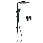 Matt Black Twin Shower Set Square 10" Rain Head 3 Modes Handheld Wall Arm Rail + Taps