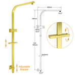 Brushed Gold 2in1 Set 8" Square Rain Shower Head 3 Modes Handheld Silde Rail Arm