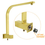 WELS Brushed Gold 2in1 Set 8" Square Rain Shower Head 3 Modes Handheld Silde Rail Arm + Mixer