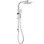 Brushed Nickel Square Twin Shower Set 8" Rain Head 3 Modes Handheld Silding Rail Arm