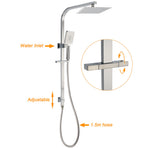 Brushed Nickel Square Twin Shower Set 8" Rain Head 3 Modes Handheld Silding Rail Arm