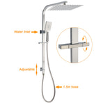 Brushed Nickel Square 2in1 Shower Set Large 12" Rain Head 3 Modes Handheld Silding Rail Arm