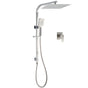 Brushed Nickel Square Twin Shower Set 12" Rain Head 3 Modes Handheld Silding Rail Wall Mixer
