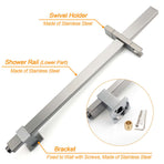 Brushed Nickel Square Twin Shower Set 12" Rain Head 3 Modes Handheld Silding Rail Wall Mixer