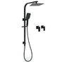 Matt Black Square Twin Shower Set 8" Rain Head 3 Modes Handheld Silde Rail Arm + Taps