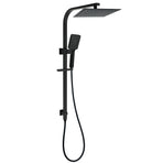WELS Matt Black Dual Shower Set 10" Square Rain Head Handheld Silde Rail Arm Kit