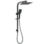 WELS Matt Black Dual Shower Set 10" Square Rain Head Handheld Silde Rail Arm Kit