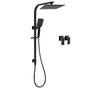 WELS Matt Black 2in1 Shower Set 10" Square Rain Head Handheld Silde Rail Arm Twin Taps