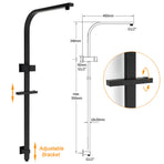 WELS Matt Black 2in1 Shower Set 10" Square Rain Head Handheld Silde Rail Arm Twin Taps