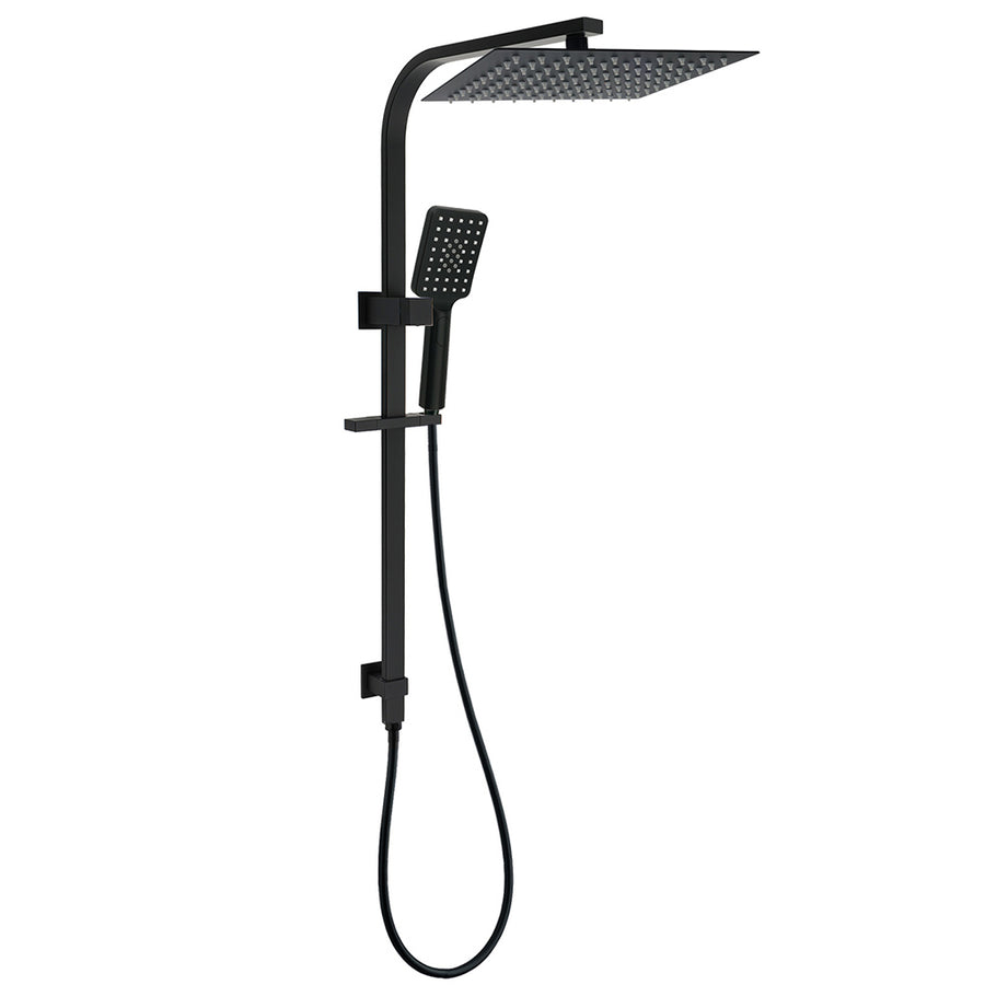 2in1 Shower Set Matt Black 12" Rainfall Head 3 Modes Handheld Silding Rail Combo