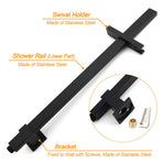 2in1 Shower Set Matt Black 12" Rainfall Head 3 Modes Handheld Silding Rail Combo