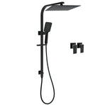 Dual Shower Set Matt Black 12" Rainfall Head 3 Modes Handheld Silding Rail Combo Double Taps