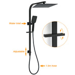 Dual Shower Set Matt Black 12" Rainfall Head 3 Modes Handheld Silding Rail Combo Double Taps