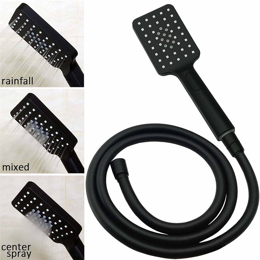 Dual Shower Set Matt Black 12" Rainfall Head 3 Modes Handheld Silding Rail Combo Double Taps