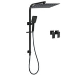 Matt Black Dual Shower Set 16" Rainfall Head 3 Modes Handheld Silding Rail Combo Twin Taps
