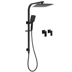 Matt Black Square Twin Shower 10" Rain Head 3 Modes Handheld Silde Rail Arm Taps Set