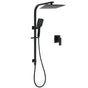 Matt Black Square Twin Shower 10" Rain Head 3 Modes Handheld Silde Rail Arm Mixer Set