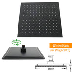 Matt Black Square Twin Shower 10" Rain Head 3 Modes Handheld Silde Rail Arm Mixer Set