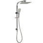 Gun Metal Double Square Shower Head Set 10" Rain Handheld Sliding Rail Diverter