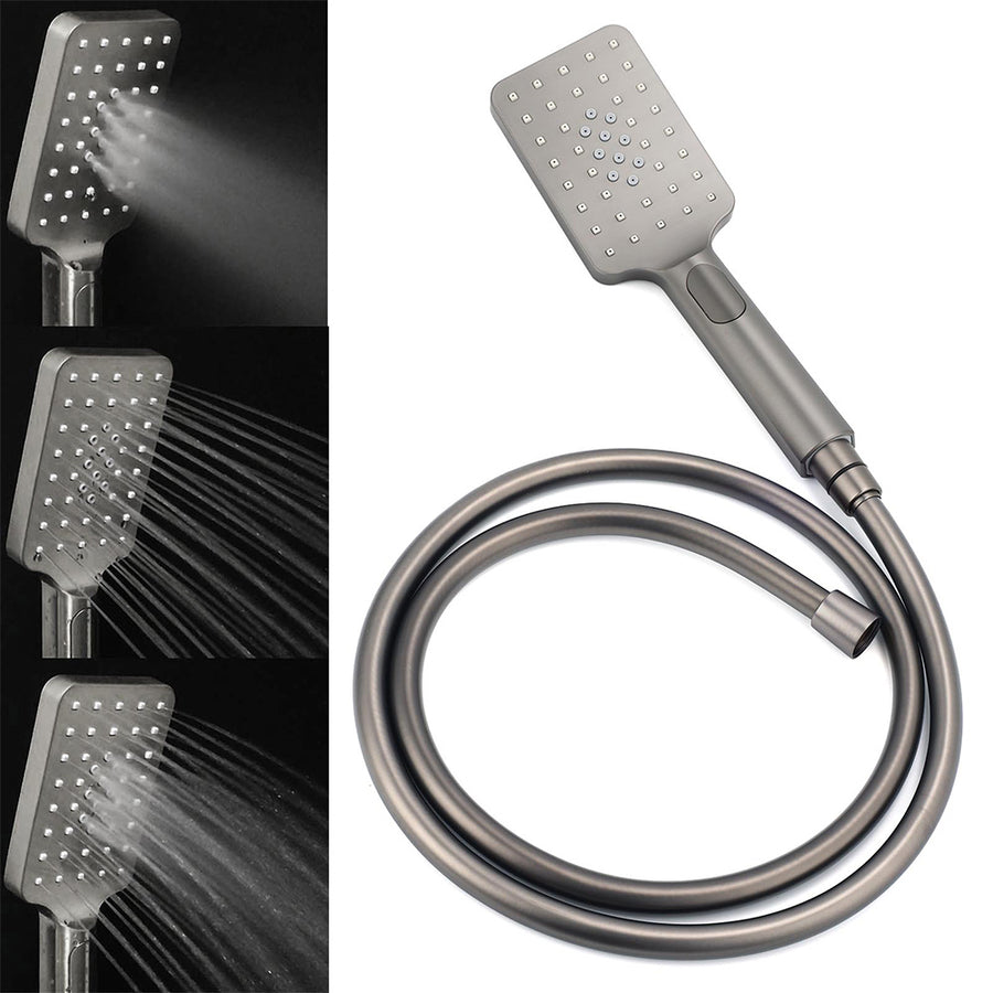 Gun Metal Double Square Shower Head Set 10" Rain Handheld Sliding Rail Diverter