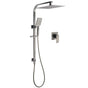 WELS Gun Metal Twin Shower Head Square Set 12" Rain Handheld Sliding Rail Diverter Wall Mixer