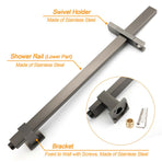 WELS Gun Metal Twin Shower Head Square Set 12" Rain Handheld Sliding Rail Diverter Wall Mixer