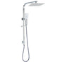 WELS Chrome 8" Dual Square Shower Set Rain Head 3 Modes Handheld Sliding Rail