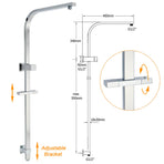 WELS Chrome 8" Dual Square Shower Set Rain Head 3 Modes Handheld Sliding Rail