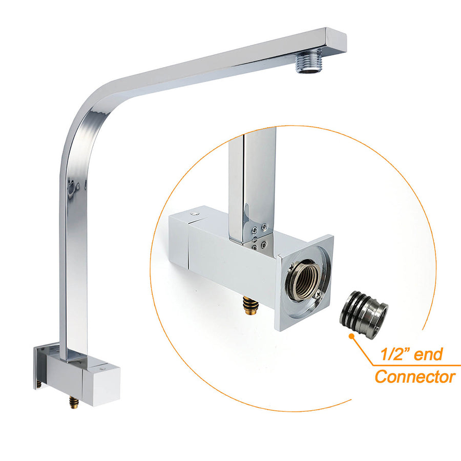 WELS Chrome 8" Twin Square Shower Set Rain Head 3 Modes Handheld Sliding Rail + Mixer