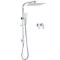Chrome Twin Square Shower Set 12" Rain Shower Head 3 Function Handheld Rail Arm Taps