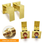 Brushed Gold Square 1/4 Turn Twin Taps Brass For Shower Head Wall Mounted Spout