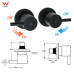 Watermark Black 1/4 Turn Twin Shower Taps Hot Cold Round Set Bath Vanity Mixer