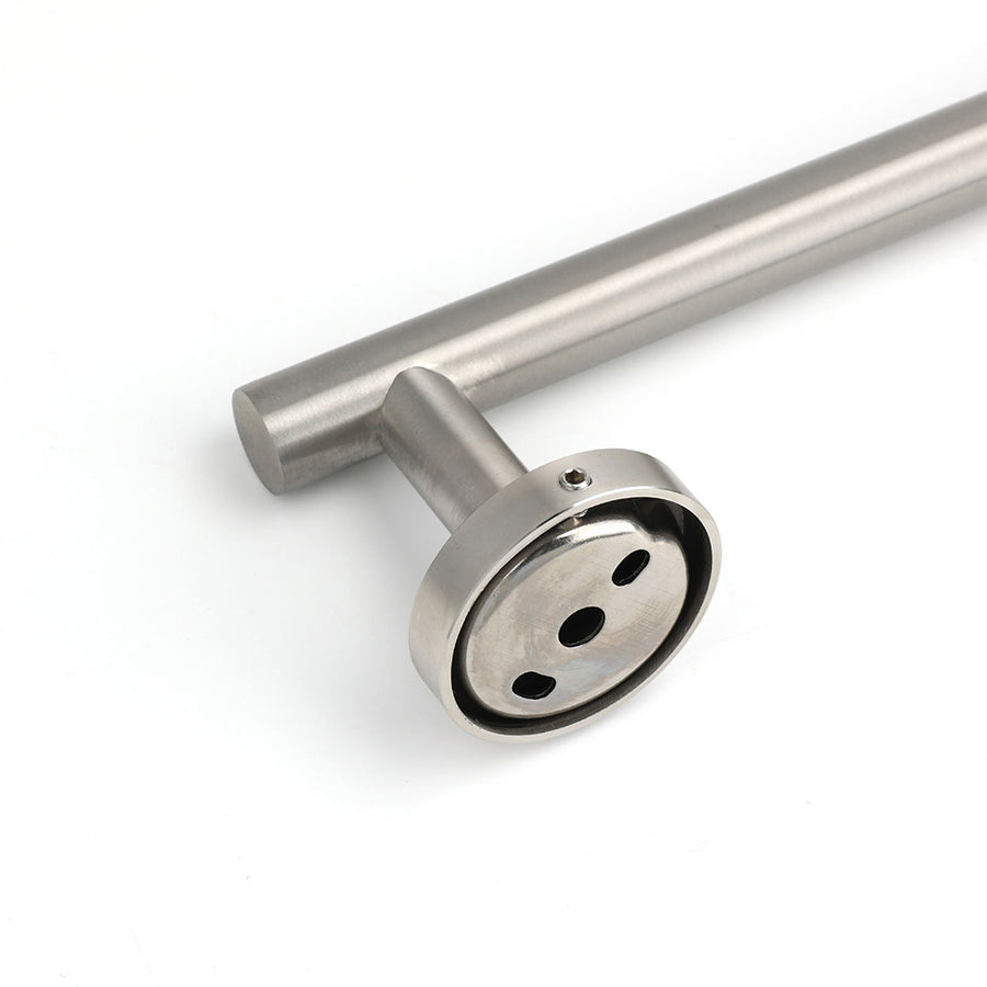 Brushed Nickel 600mm Single Towel Rack Rail Holder Round Hanger Bar Wall Mounted