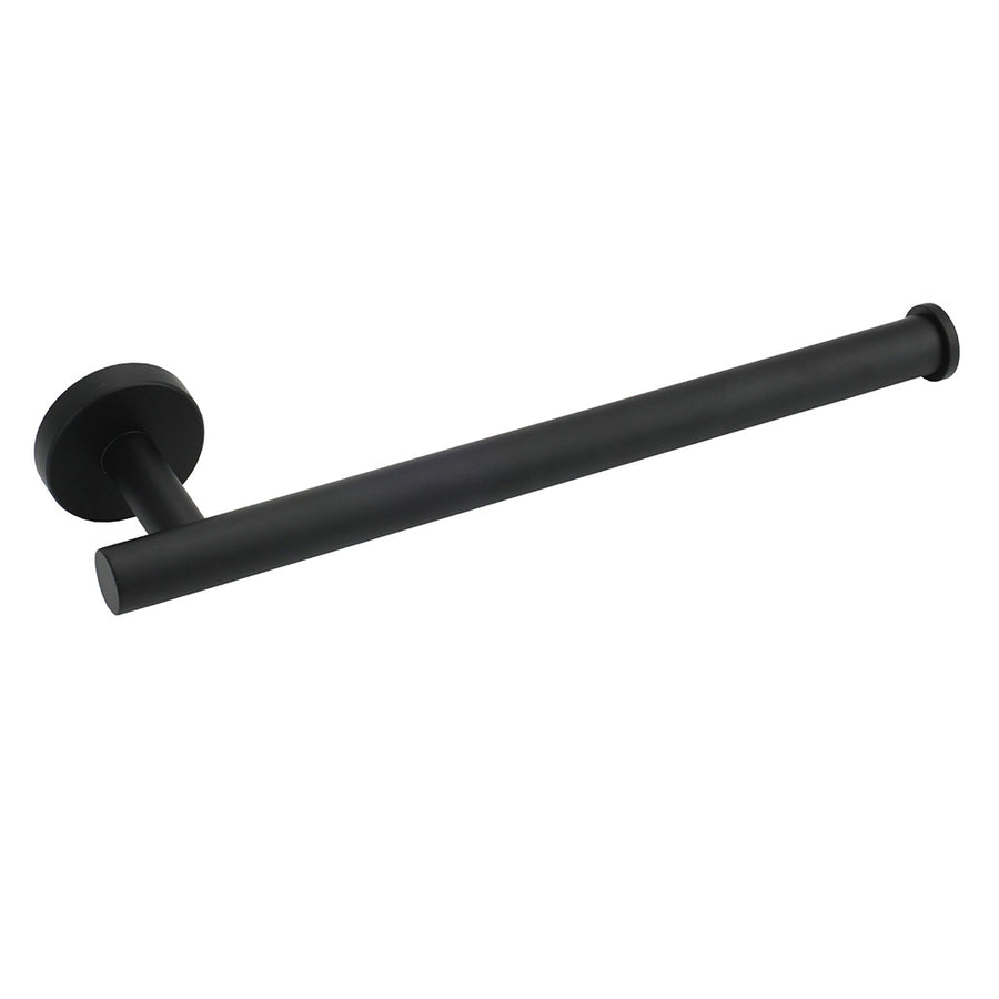 Bathroom Matt Black Round Towel Rack Holder Hook Clothes Hanger Stainless Steel