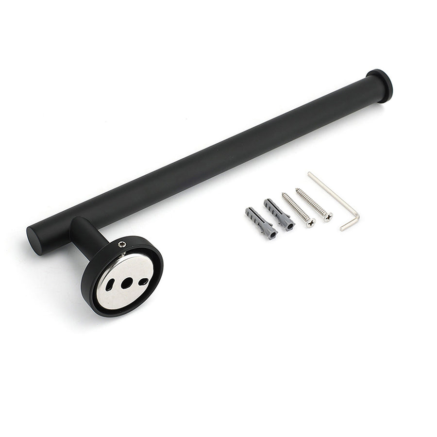 Bathroom Matt Black Round Towel Rack Holder Hook Clothes Hanger Stainless Steel