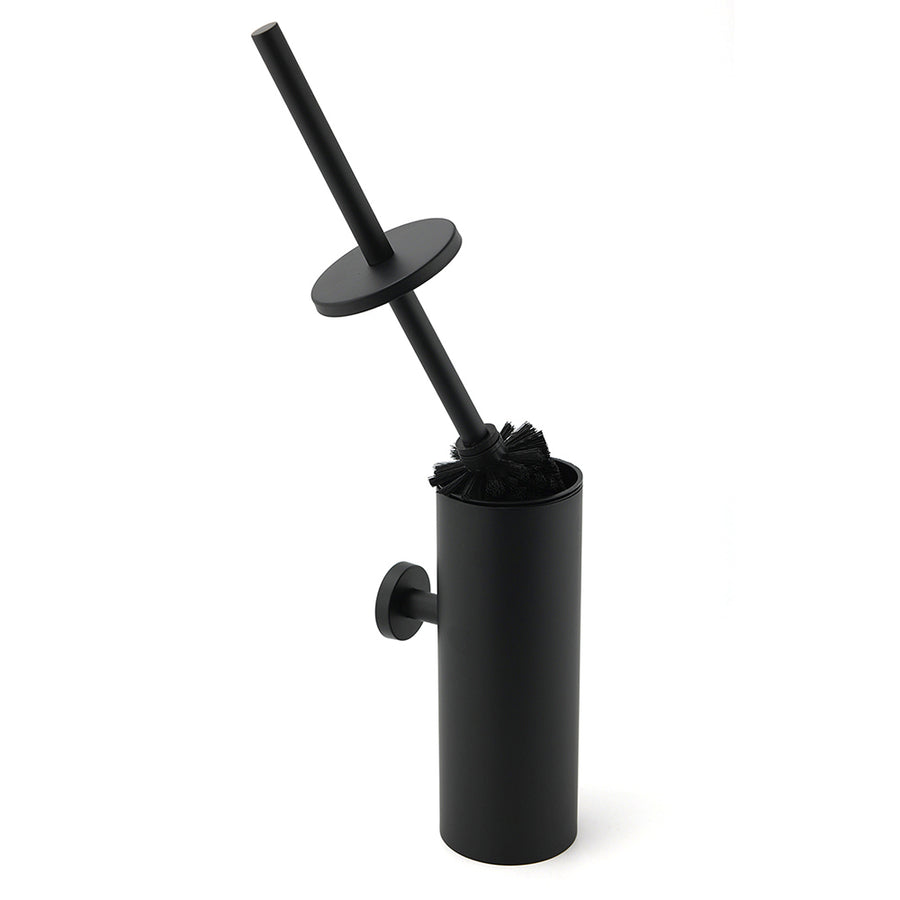Matt Black Stainless Steel Round Toilet Brush Wall Holder Cup Bathroom Accessary
