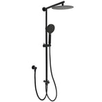 Matt Black Dual Round Shower Set 10" Rain Head 3 Mode Handheld Sliding Rail Arm Diverter
