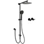 Matt Black Round Dual Shower Set 10" Rain Head 3 Mode Handheld Sliding Rail Arm Twin Taps